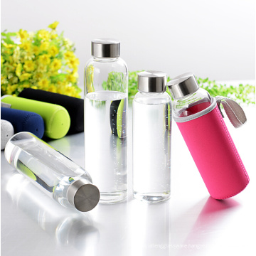 Ecofriendly Glass fruit sport handy bottle,heat resistant drinking glass bottle